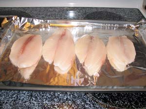 Baked Tilapia - On the baking sheet